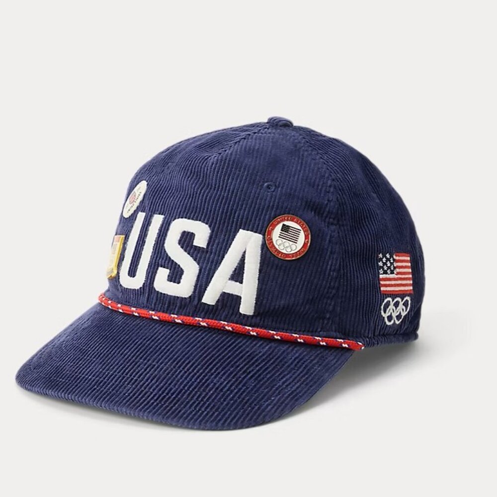 Polo Ralph Lauren Team USA 2026 Olympics Courduroy Cap Hat with Enamel Pins NWT - Picture 11 of 13